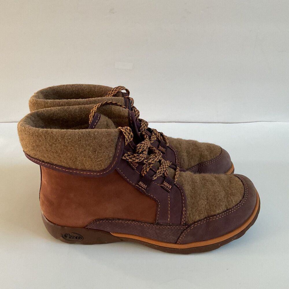 Chaco Barbary Waterproof Leather & Wool Boots Womens Sz 7.5 Brown Outdoor